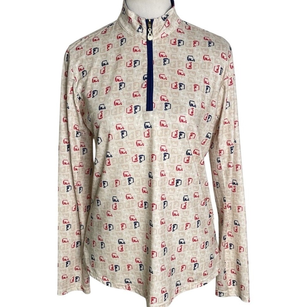 San Soleil  Golf Cart Pattern 1/4 Zip UV 50 Cooling Top Long Sleeve Medium